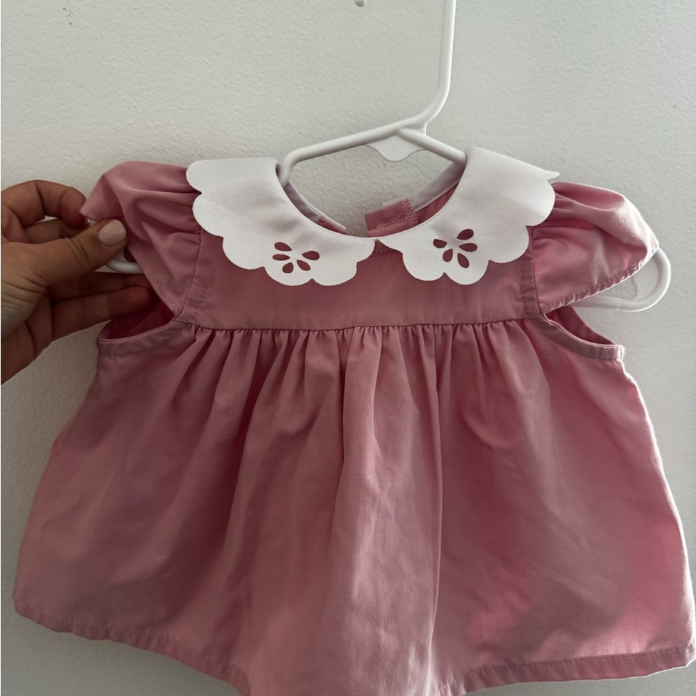 bella bliss pink dress with scallop edge collar